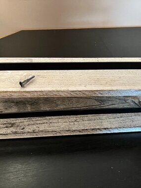 2 grey shelves with iron edge